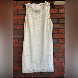 Eliza J Elegant White Sleeveless Dress with Embellishments